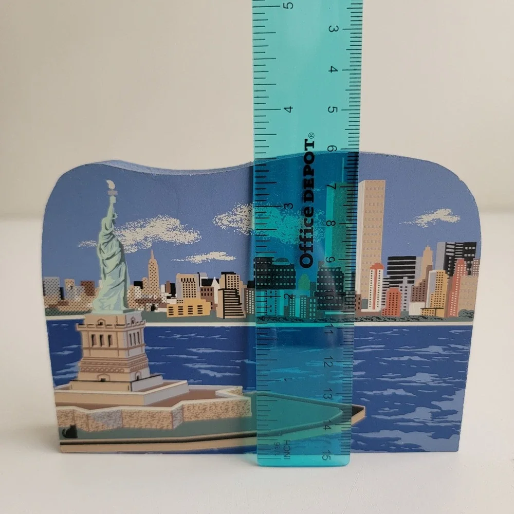 Vintage The Cat's Meow Village NYC Skyline Wood Shelf Sitter 2001 Twin Towers
